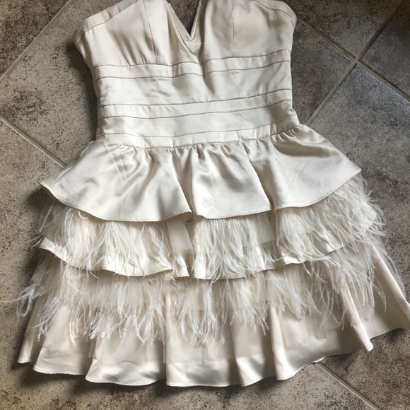 bebe Satin/Feather Dress - Picture 2 of 5